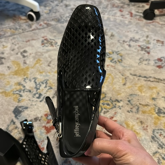 Black patent Jeffrey Campbell block Heel slide 7.5 - Picture 5 of 9